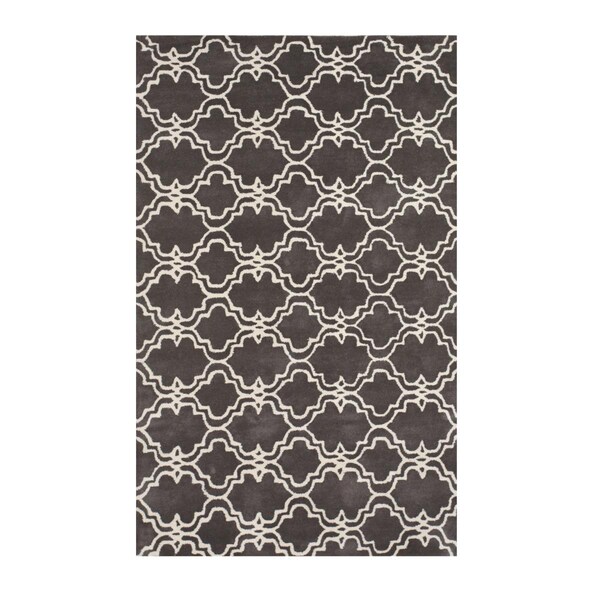 Moroccan Hand-tufted Wool Gray Traditional Trellis Rug ME4GY5X8 - main
